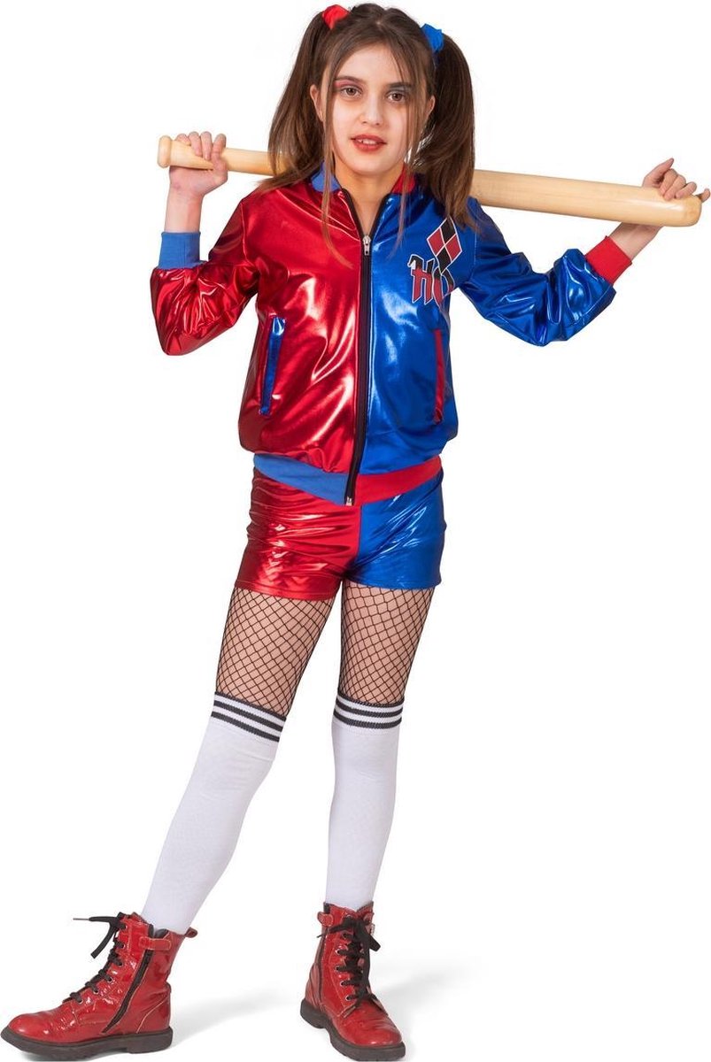 Harley Quinn Kostuum | Komische Harley | Meisje | Maat 164 | Carnaval kostuum | Verkleedkleding